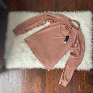 MONROW Rose Pink Long Sleeve Top Peep Hole NWT